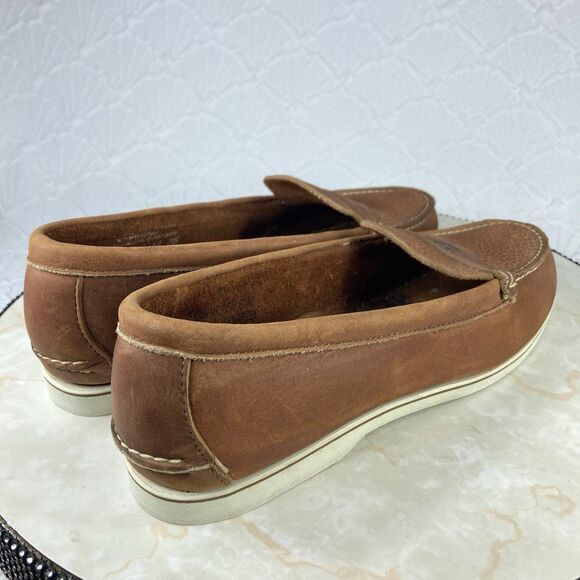 Timberland Penny Loafers Womens 10 Brown Leather Classic Nautical Slip On Shoes - Picture 9 of 12